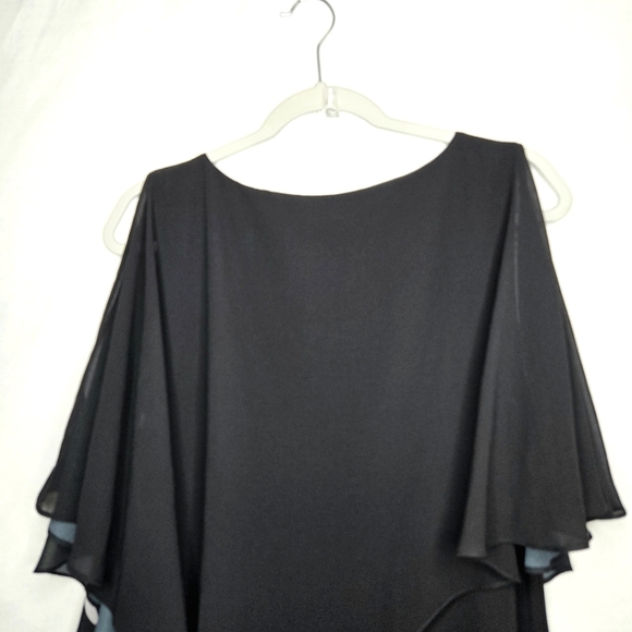 Wallis dress. Black floral, cold shoulder, scarf overlay.  Size 10. - Picture 6 of 13